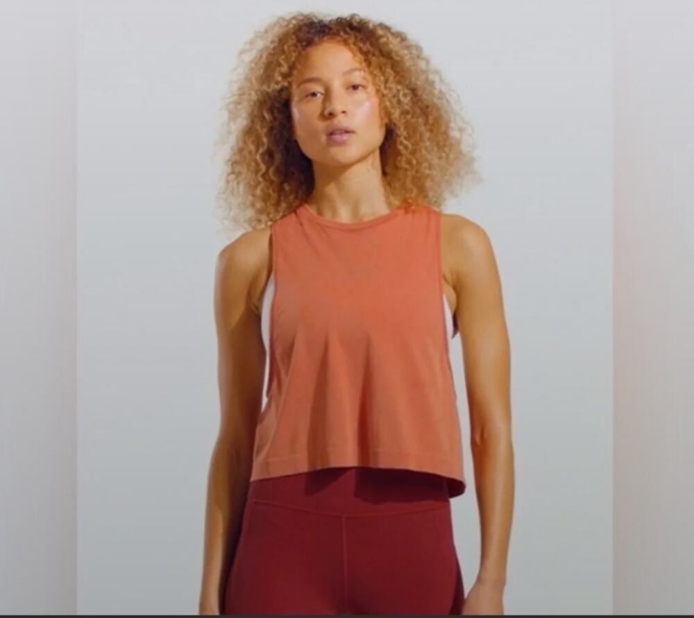 Mineral Wash Orange Crop Top Athleta Tank Size Medium